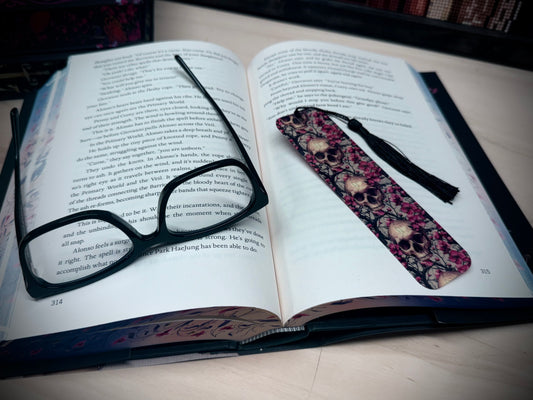Bookmark - Cherry Blossom Skulls