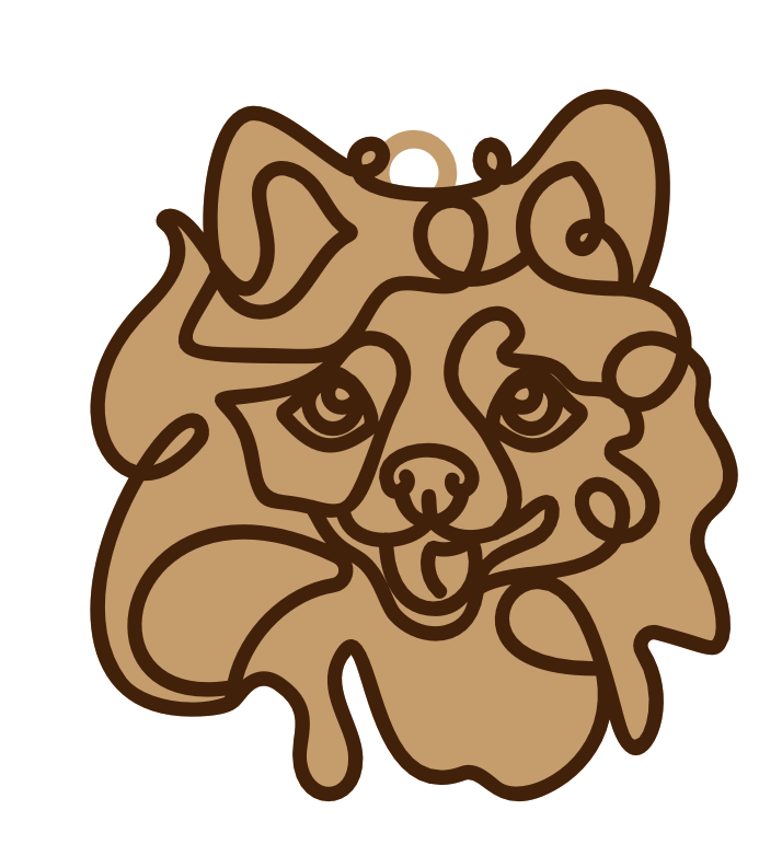 Pomeranian Line Art Ornament